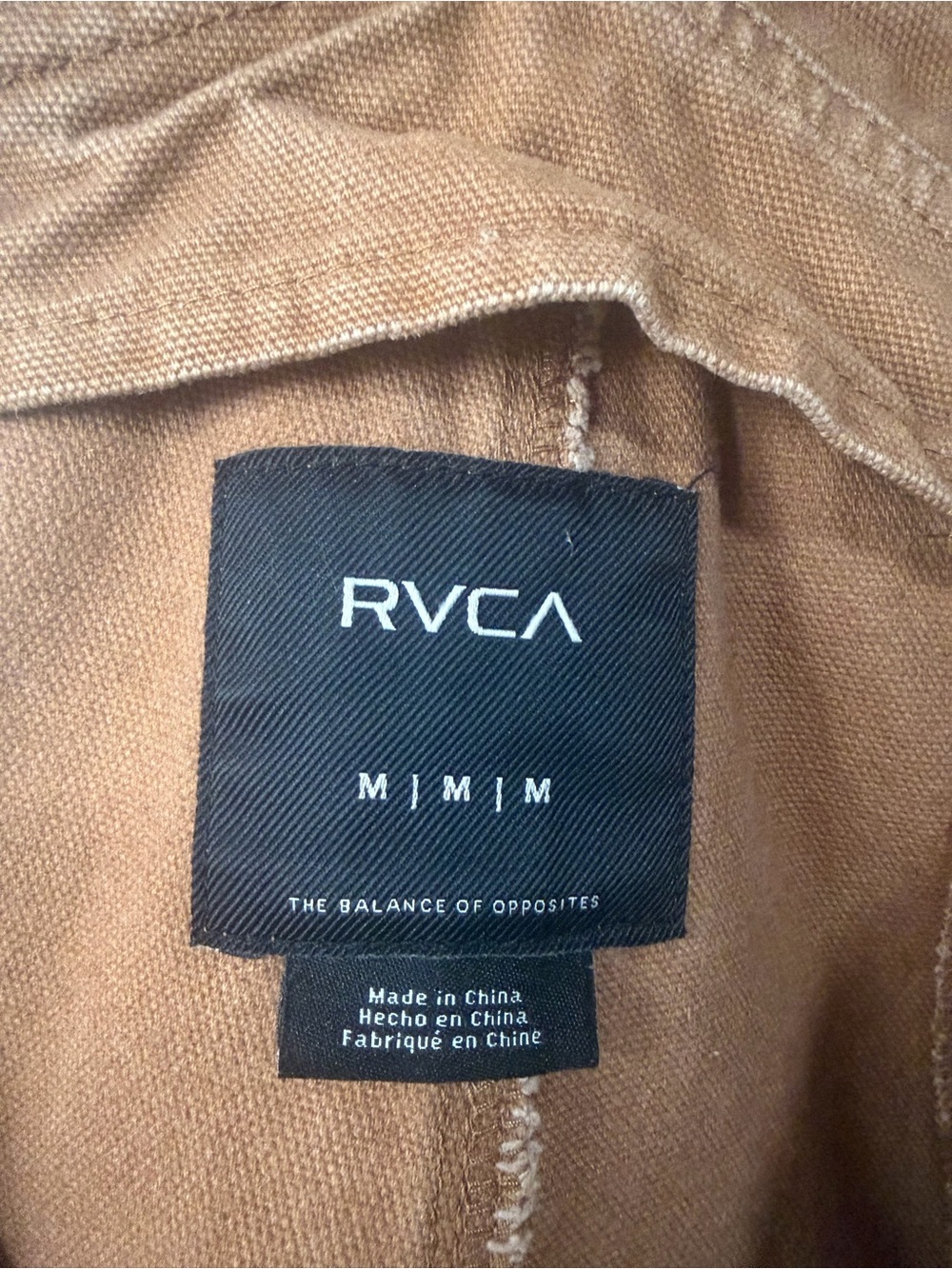RVCA Men's Grounded Canvas Workwear Overalls Brown Medium Utility Straight Leg - Picture 10 of 16